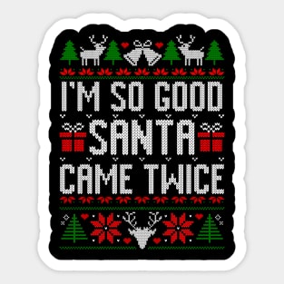 I'm So Good Santa Came Twice Santa Claus Retro Christmas Sticker